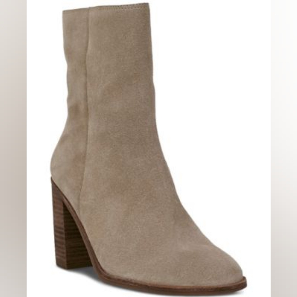Lucky Brand Pinlope Bootie Suede With Stacked Heel